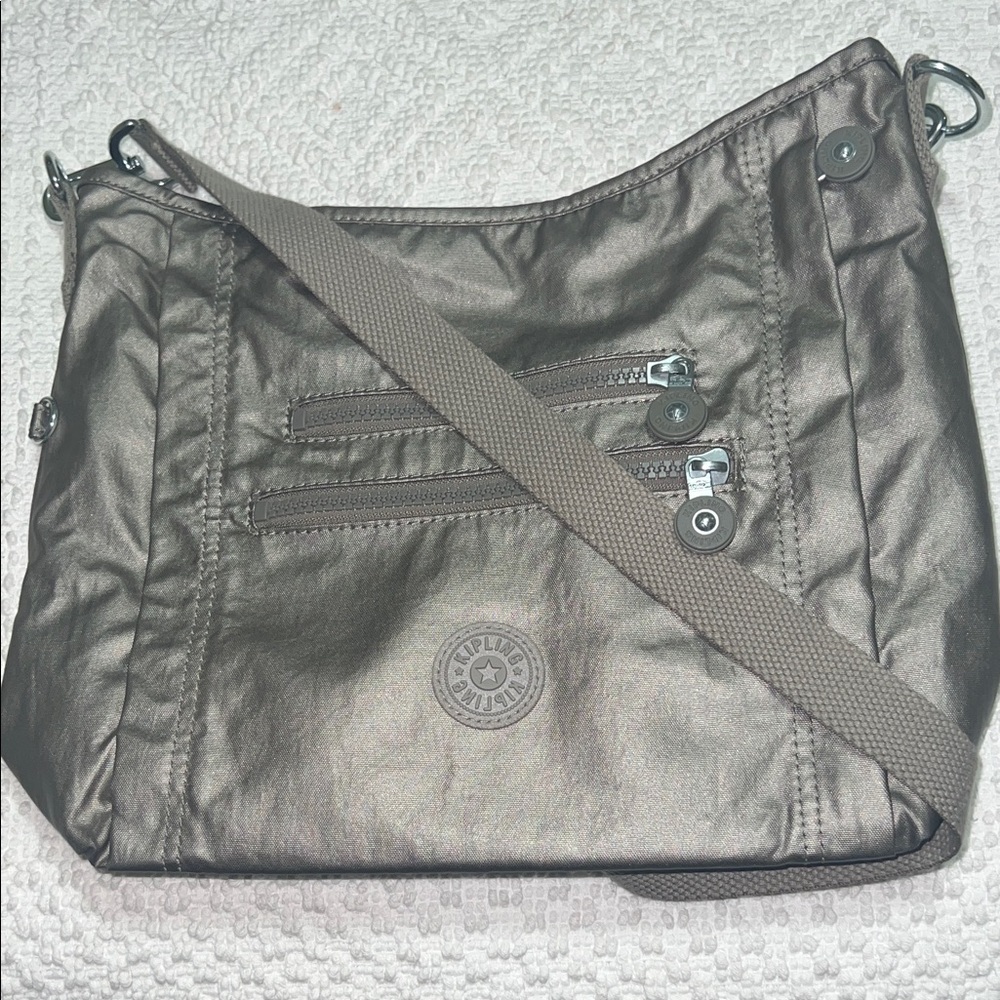 Kipling Shiny Gray Crossbody Bag